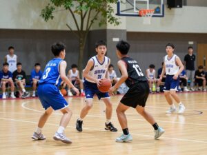 High school basketball players showcasing teamwork on the court