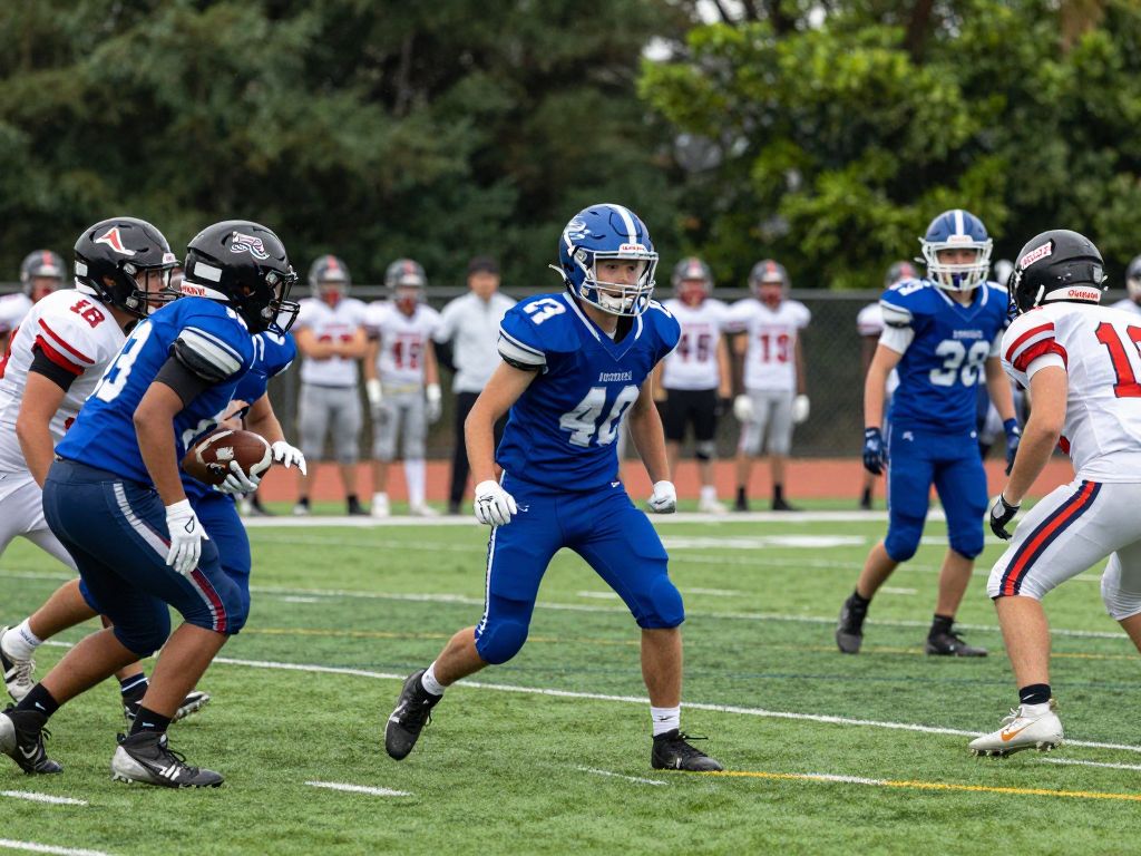 Players competing in a high school football game