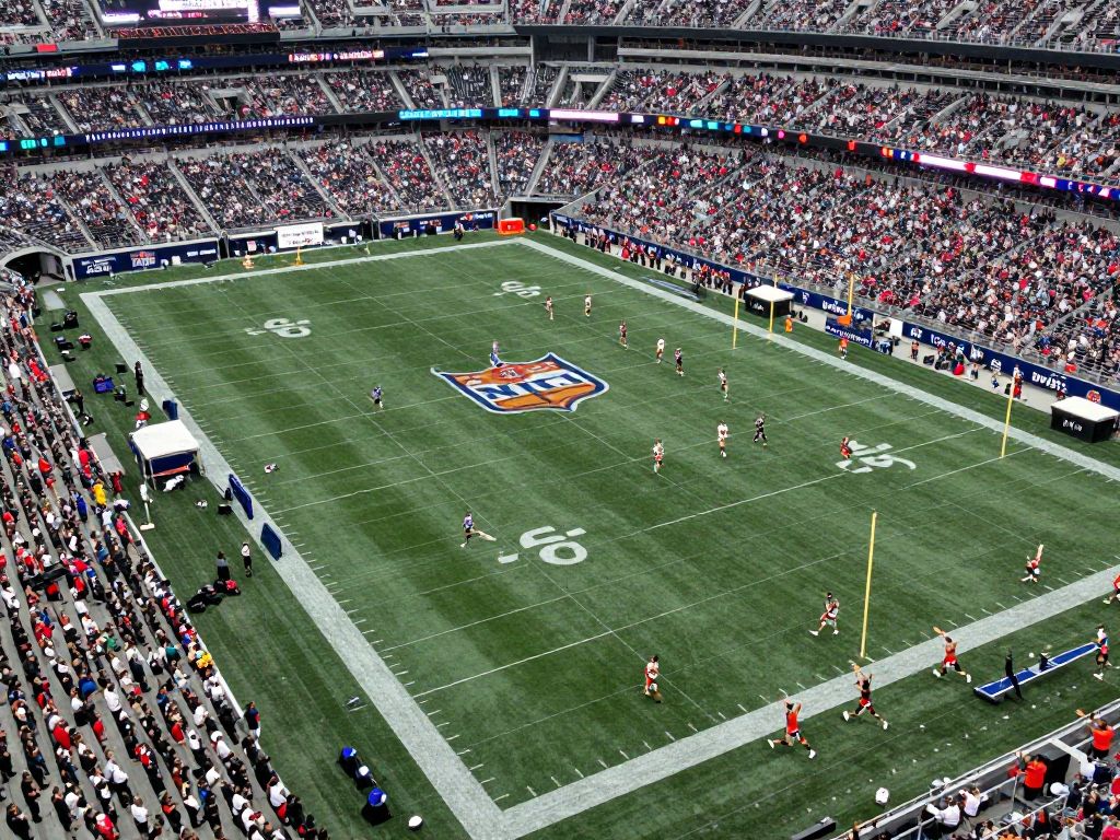 Athletes competing in the HYROX Major fitness event in an NFL stadium
