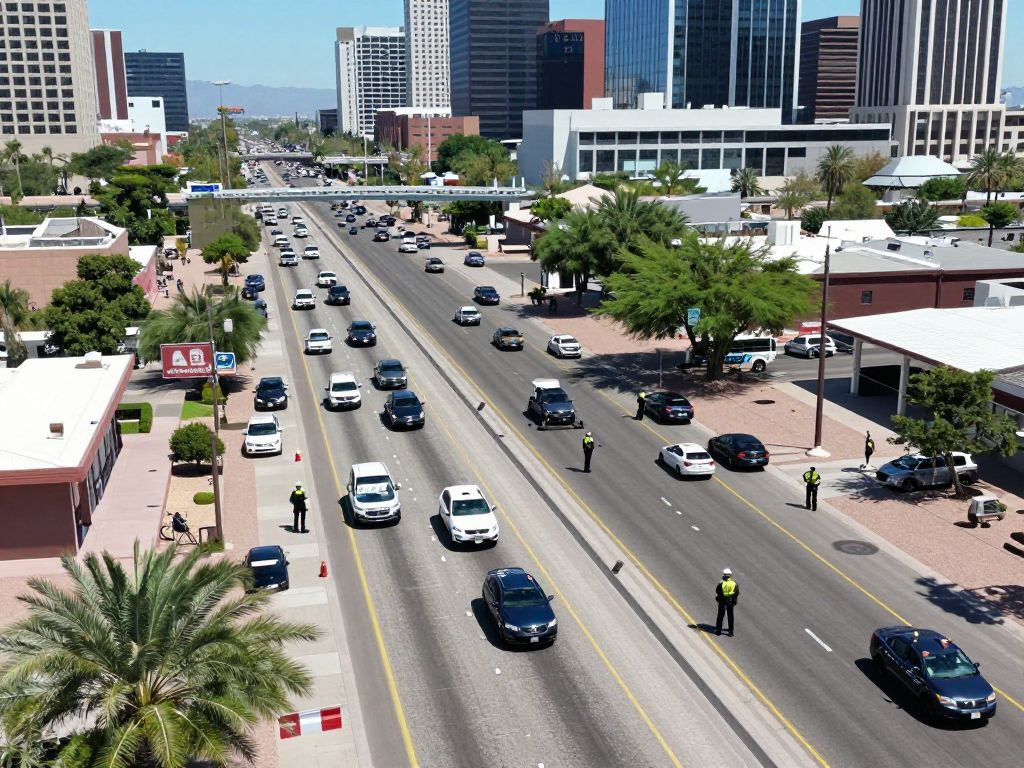Law enforcement on I-17 freeway in Phoenix after a shooting incident.