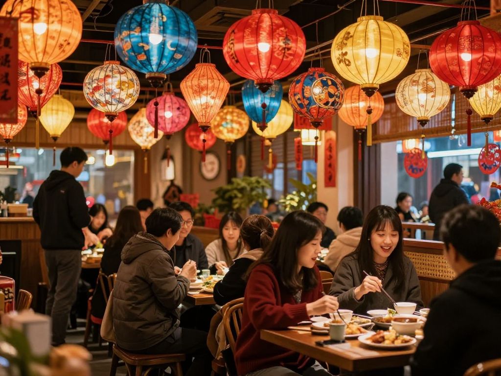 Celebrating Lunar New Year at Ling & Louie's with festive decorations and cultural performances.