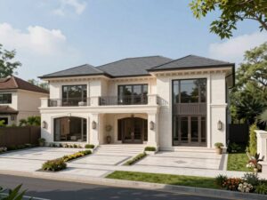 Luxurious two-story mansion in Paradise Valley with modern architecture.