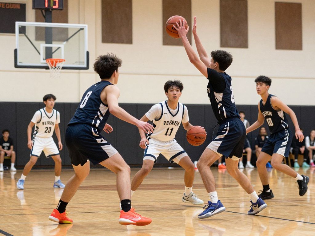 Maryvale Prep basketball players celebrating their victory on the court