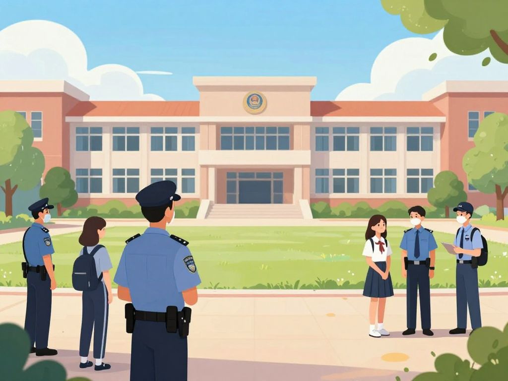 Illustration showing a safe and secure school campus environment.