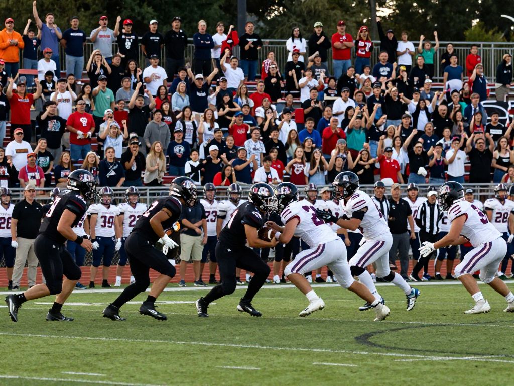 Millennium High School football players competing on the field