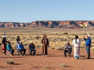 Community members from the Navajo Nation working together to find a missing child.