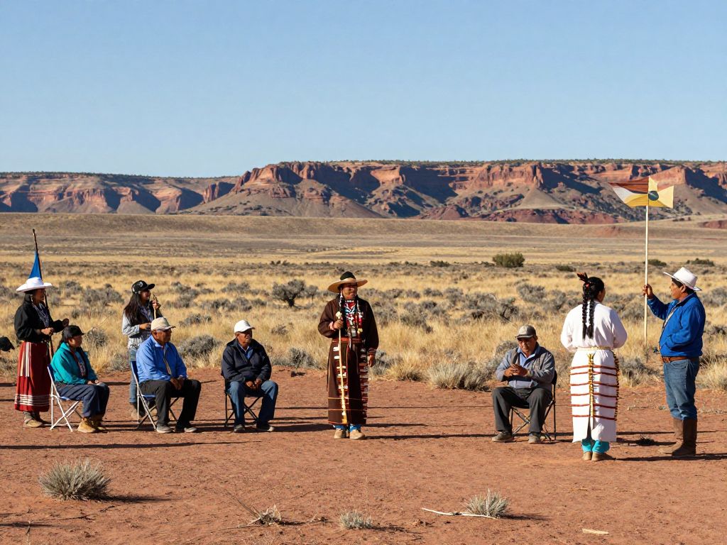 Community members from the Navajo Nation working together to find a missing child.