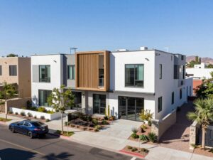 New townhomes in Arcadia, Phoenix showcasing modern design