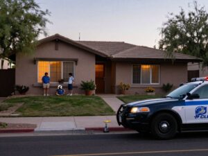 Scene of a family home in North Phoenix after a tragic incident.
