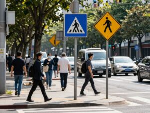 Urban intersection in North Phoenix highlighting pedestrian safety.