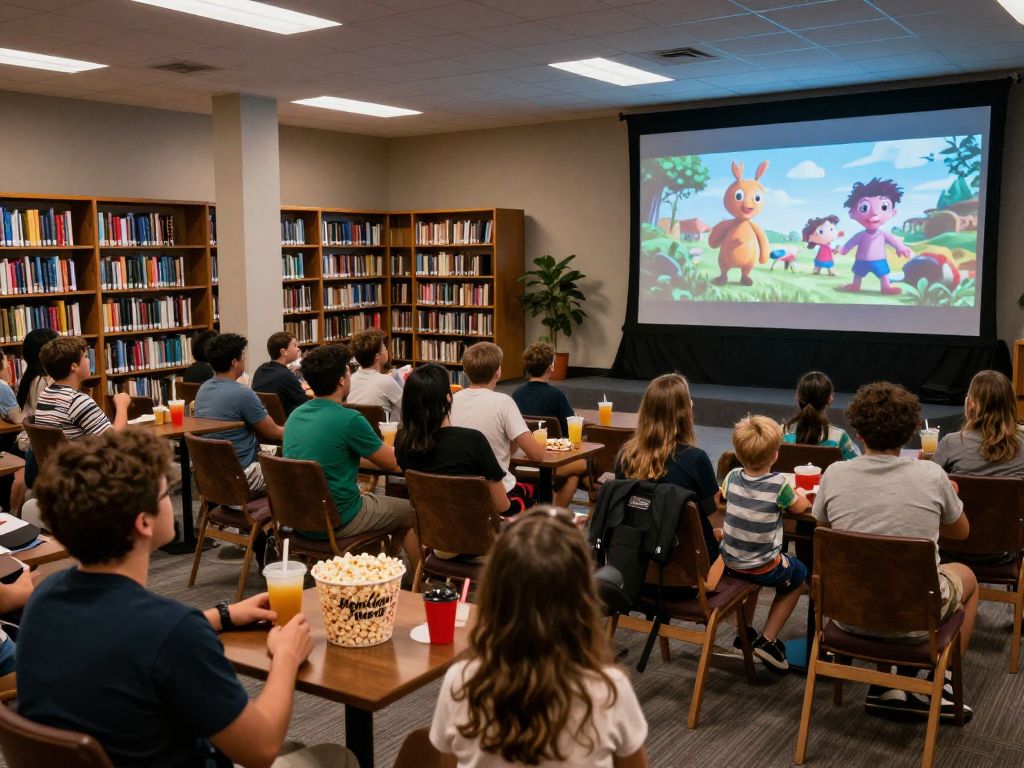 Families gathered for a movie night at Peoria Main Library