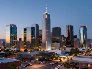 Futuristic skyline of Phoenix AZ symbolizing AI and innovation