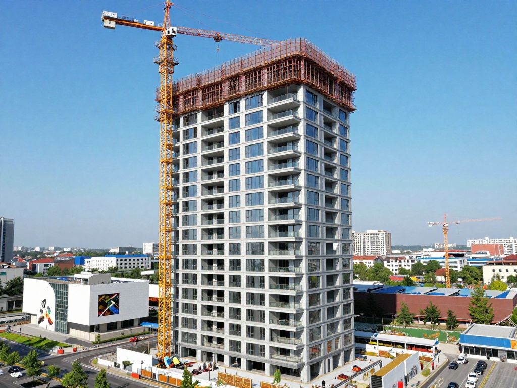 Construction of a new apartment tower in downtown Phoenix near the Art Museum