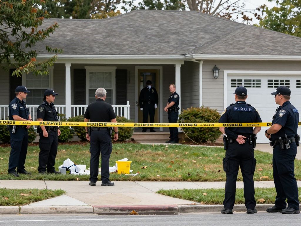 Police officers investigating a crime scene