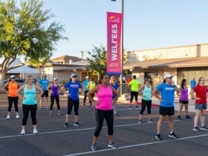 Residents of Phoenix engaging in health and fitness activities together.