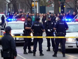 Police officers investigating a crime scene in Phoenix