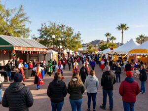 Crowds enjoying cultural festivals in Phoenix during winter