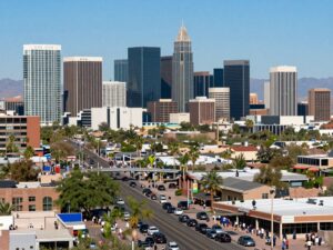 Urban landscape of Phoenix highlighting business growth and community engagement