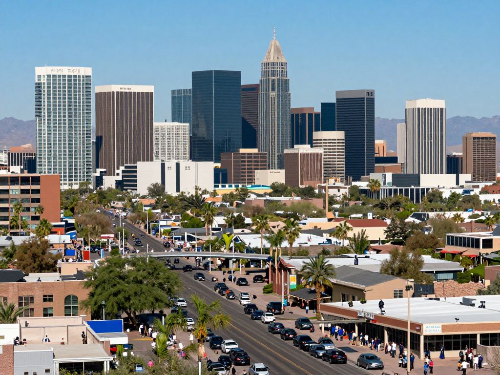 Urban landscape of Phoenix highlighting business growth and community engagement