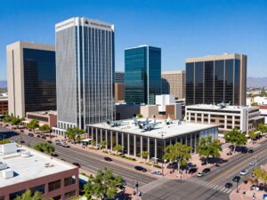 Cityscape of Phoenix highlighting business innovation and defense contracting