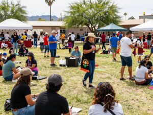 Local community members celebrating at a Phoenix festival