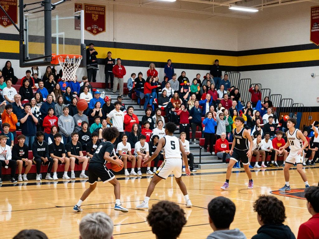 High school basketball players in action during a game in Phoenix