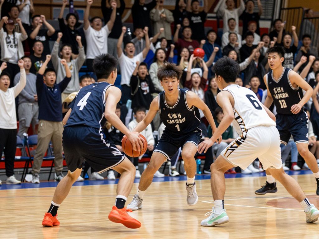High school basketball players in action during a game in Phoenix.