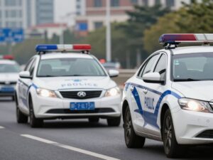Scene of a hit-and-run investigation in Phoenix with police presence.
