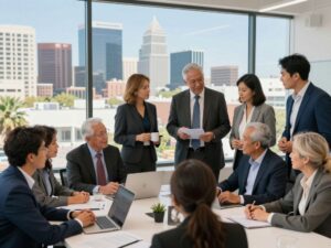 Diverse business leaders in Phoenix collaborating across generations