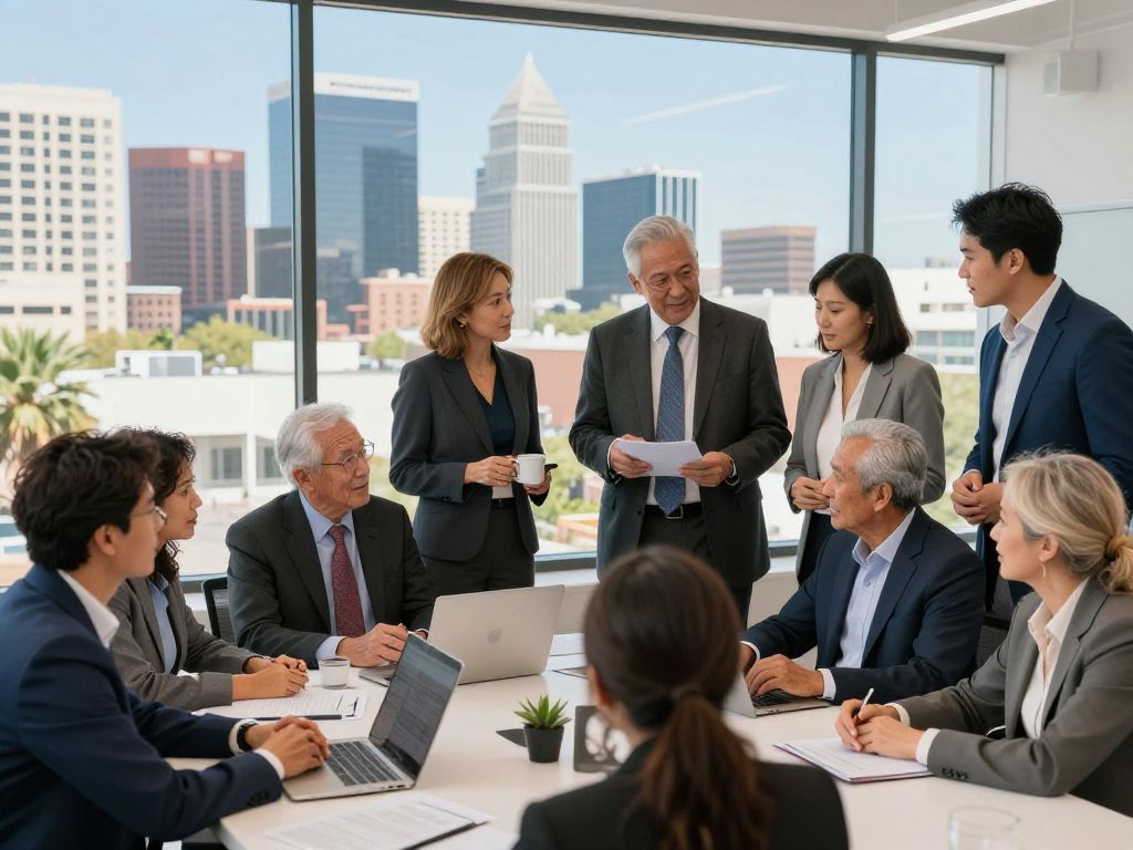 Diverse business leaders in Phoenix collaborating across generations