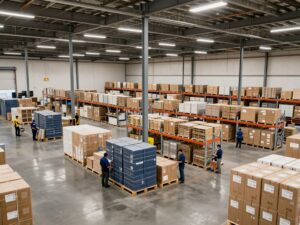 Logistics warehouse in Phoenix with employees working.