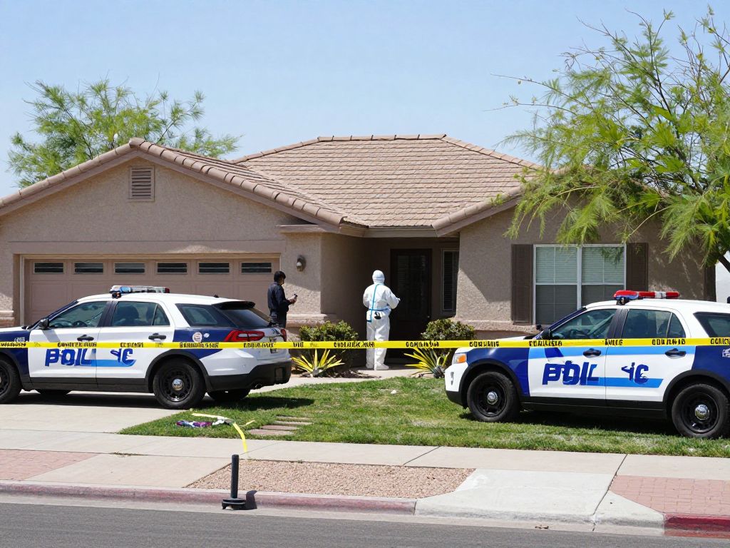 Police investigation at a home in Phoenix after a murder.
