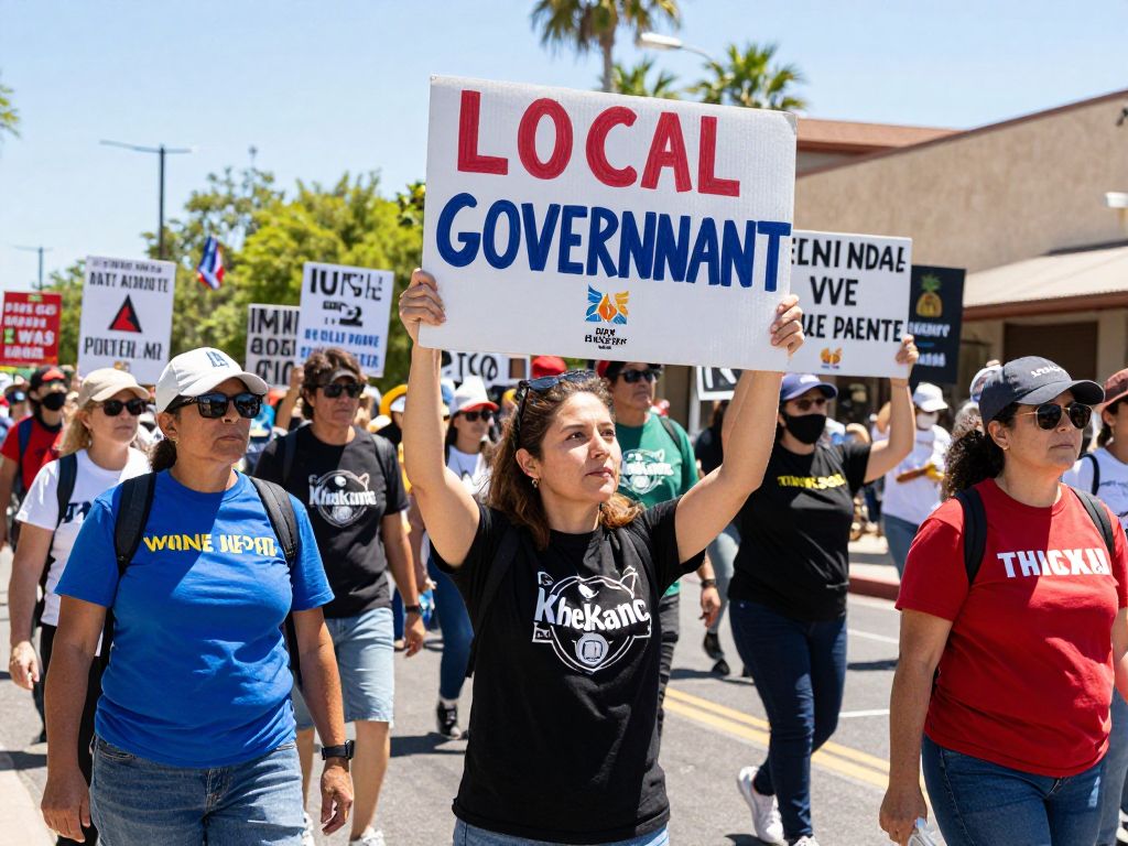 Residents of Phoenix marching in protest against federal actions.