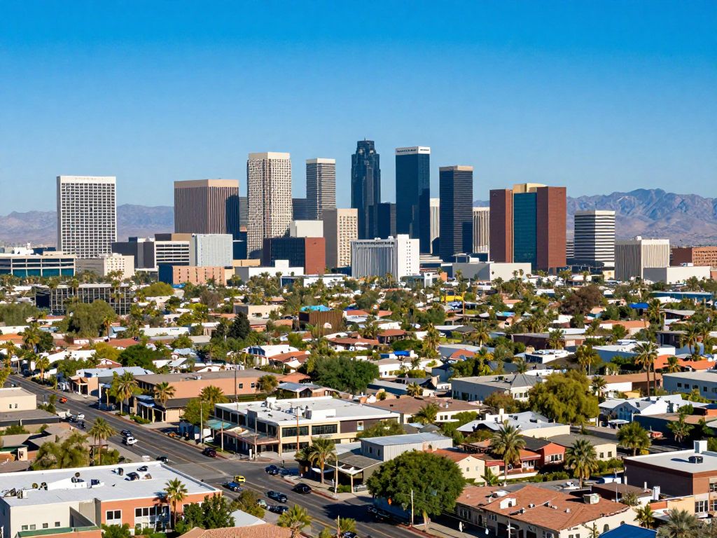 Aerial view of Phoenix showcasing real estate developments