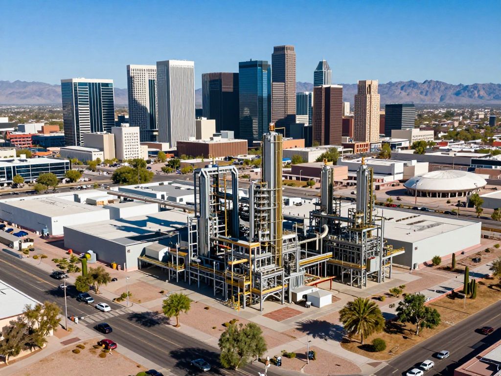 Aerial view of Phoenix showcasing semiconductor manufacturing growth.