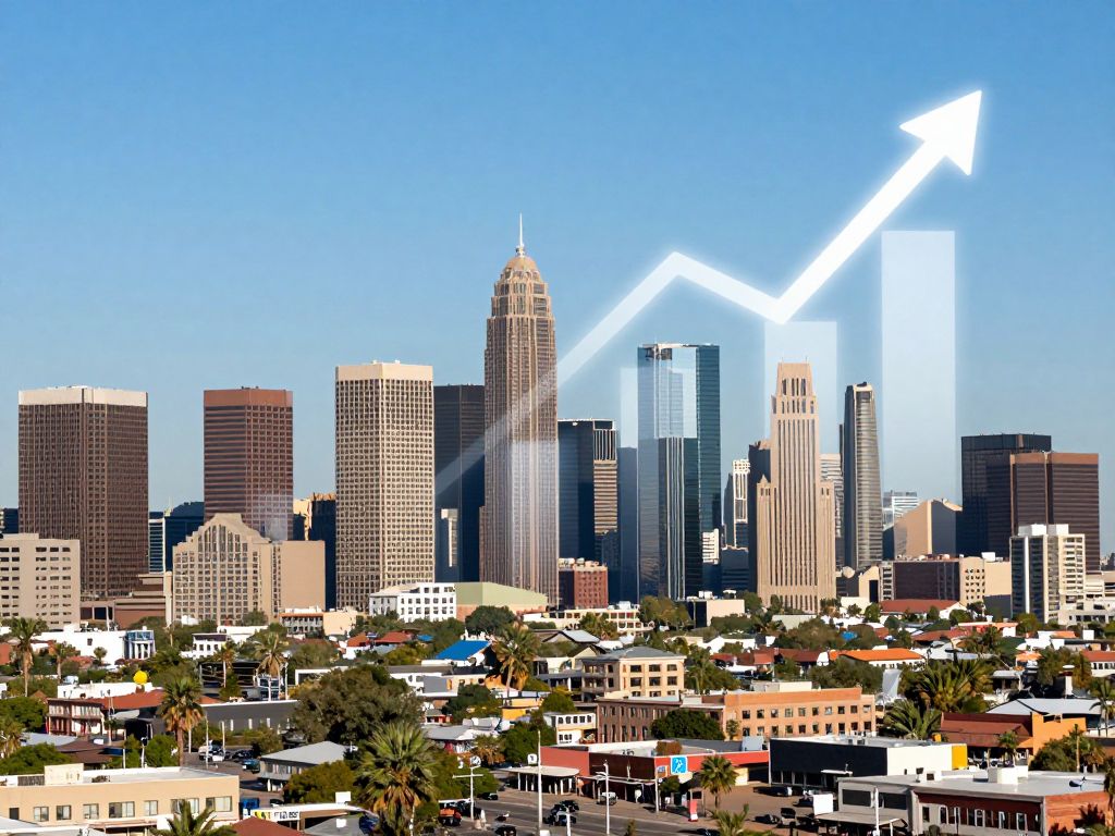 A skyline view of Phoenix, Arizona representing economic growth.