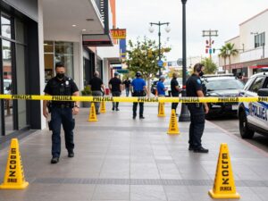 Police investigation scene at a strip mall in Phoenix