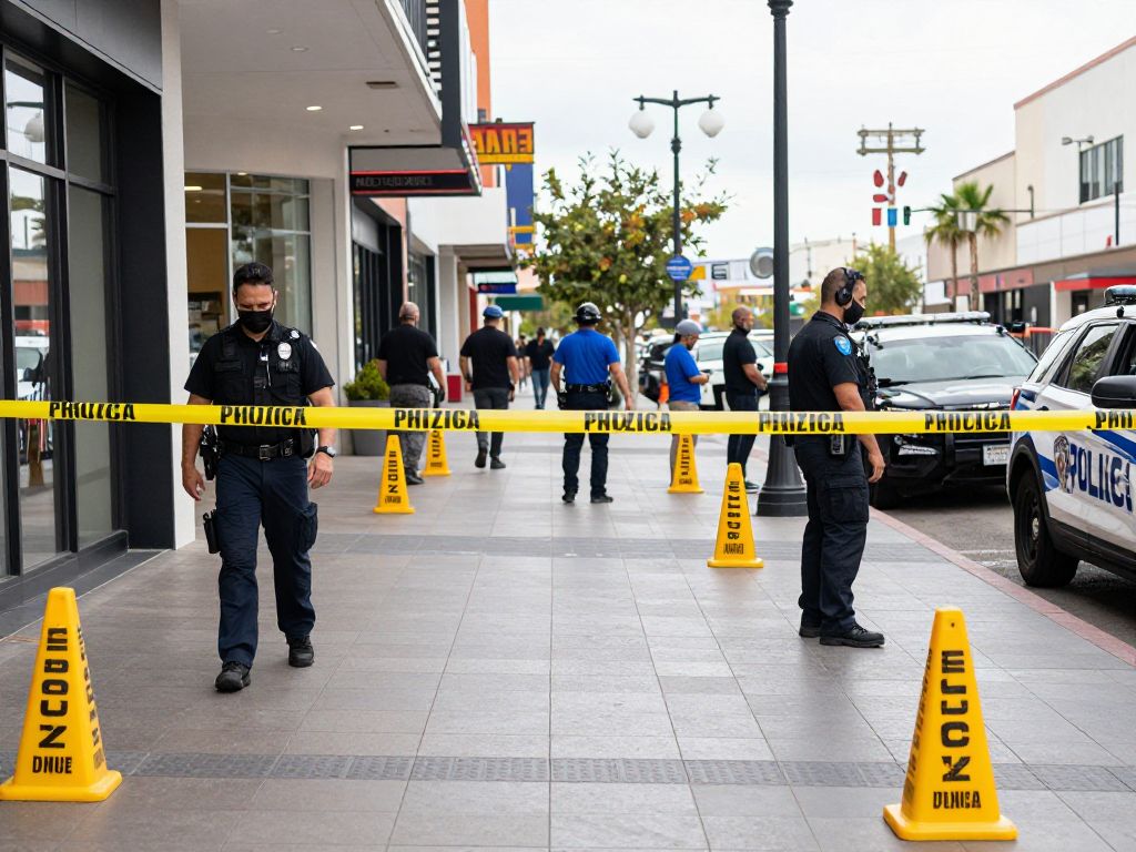 Police investigation scene at a strip mall in Phoenix