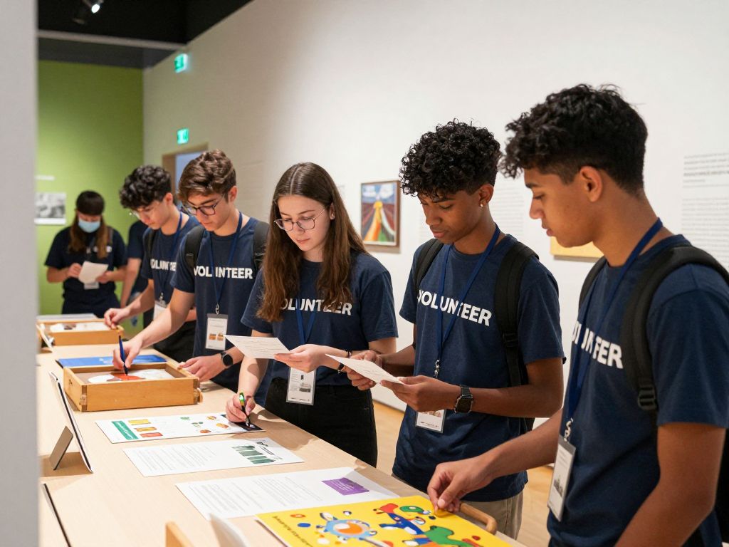 Diverse group of teenagers volunteering at S'edav Va'aki Museum in Phoenix