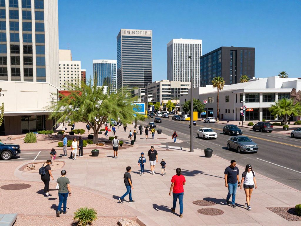 A scenic view of Phoenix AZ showcasing urban development and migration trends.