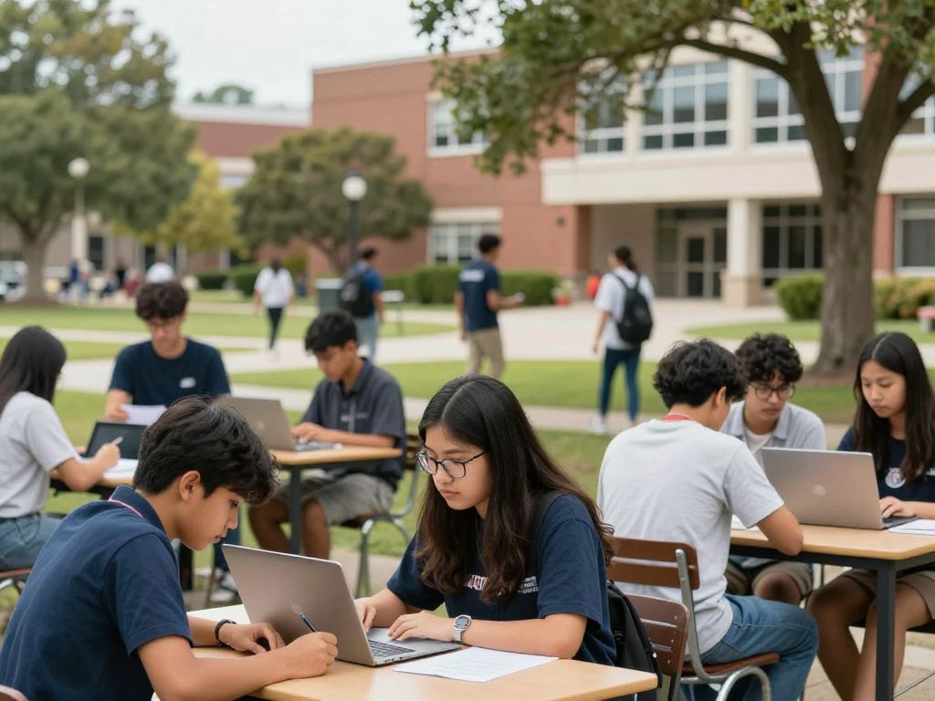 Students working part-time jobs on a college campus in Phoenix