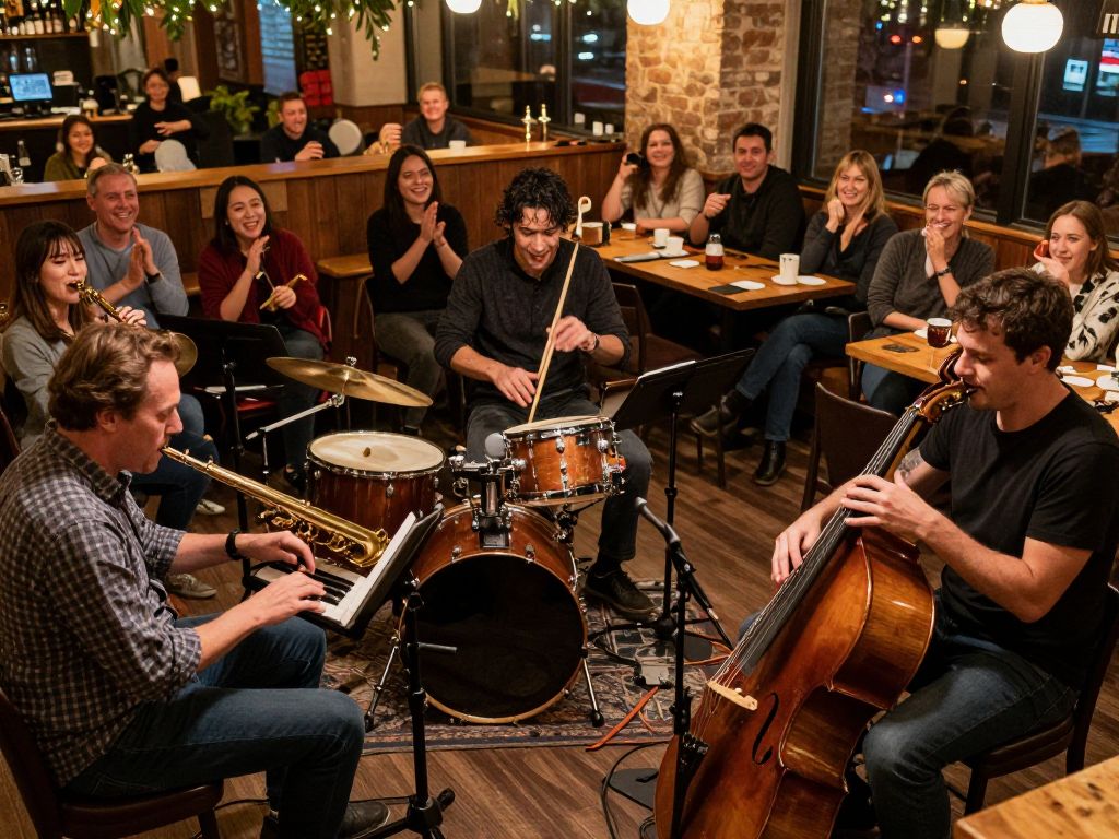 Musicians performing at the Pita Jungle Jazz Jam in Chandler.