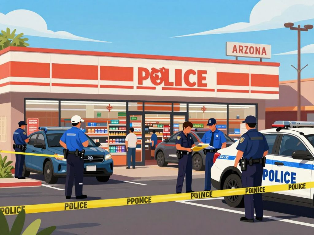 Police investigation at a QuikTrip in Phoenix after a shooting incident.