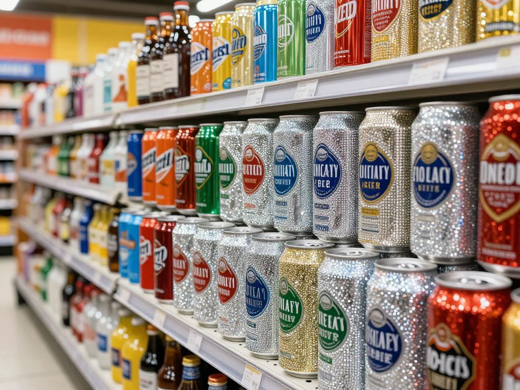 Rhinestone near beer products displayed at Sprouts Farmers Market