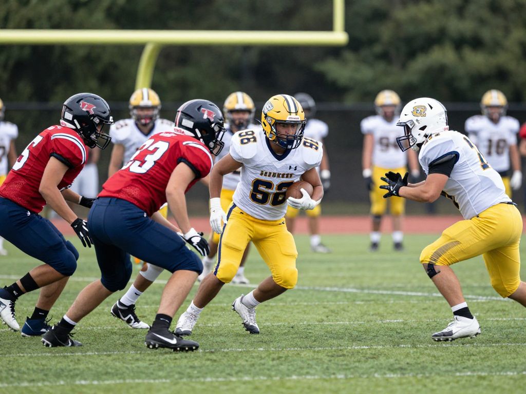 High school football player celebrating a touchdown
