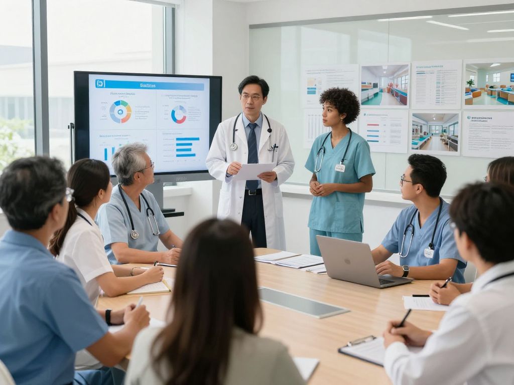 Healthcare professionals discussing hospital constructions in Scottsdale