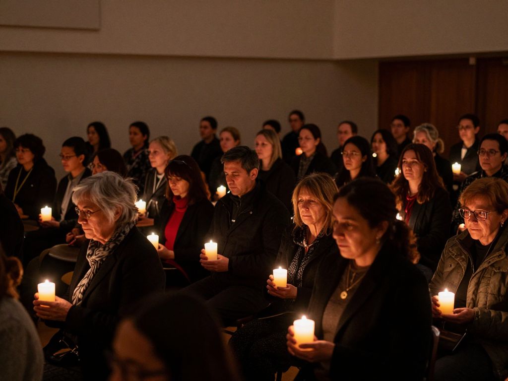 Community members gathered at Scottsdale vigil holding candles.
