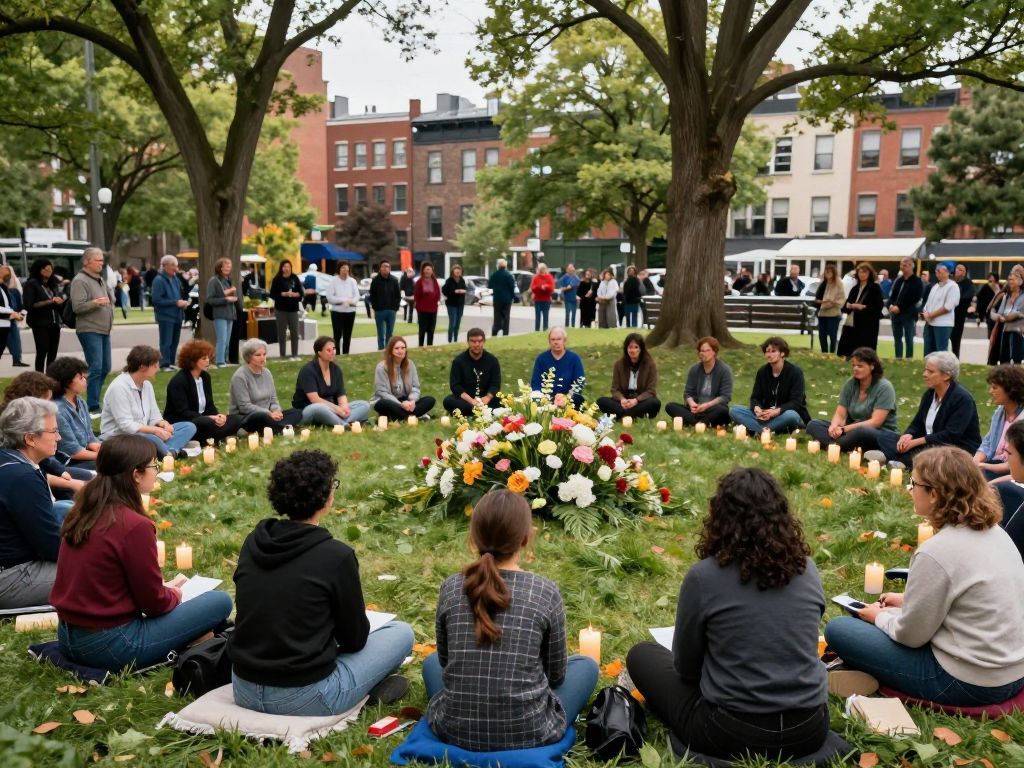 Community members gather for a vigil in Scottsdale, holding candles and memorial items.
