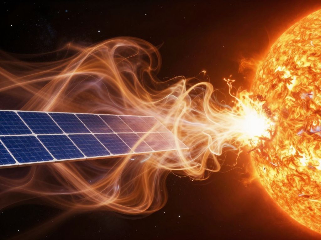Artistic representation of solar wind dynamics surrounding the sun