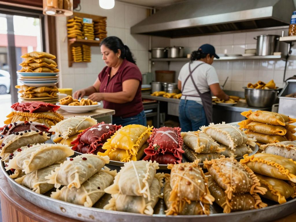 Variety of tamales displayed in a vibrant Phoenix tamale store